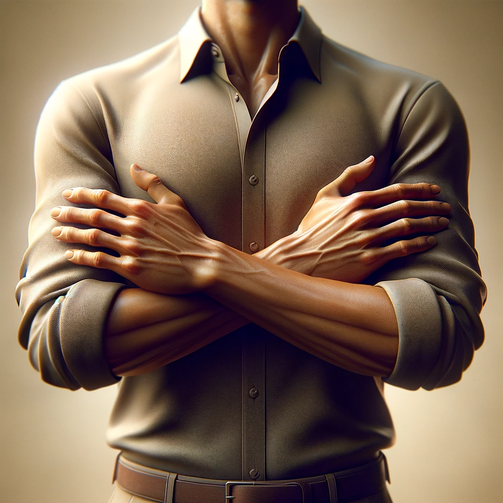 Hands folded across chest image